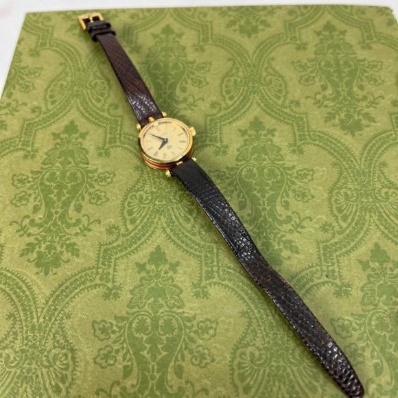 GUCCI 2000L vintage STACK sherry line Gold Dial ladies WATCH 80\'s main image 15